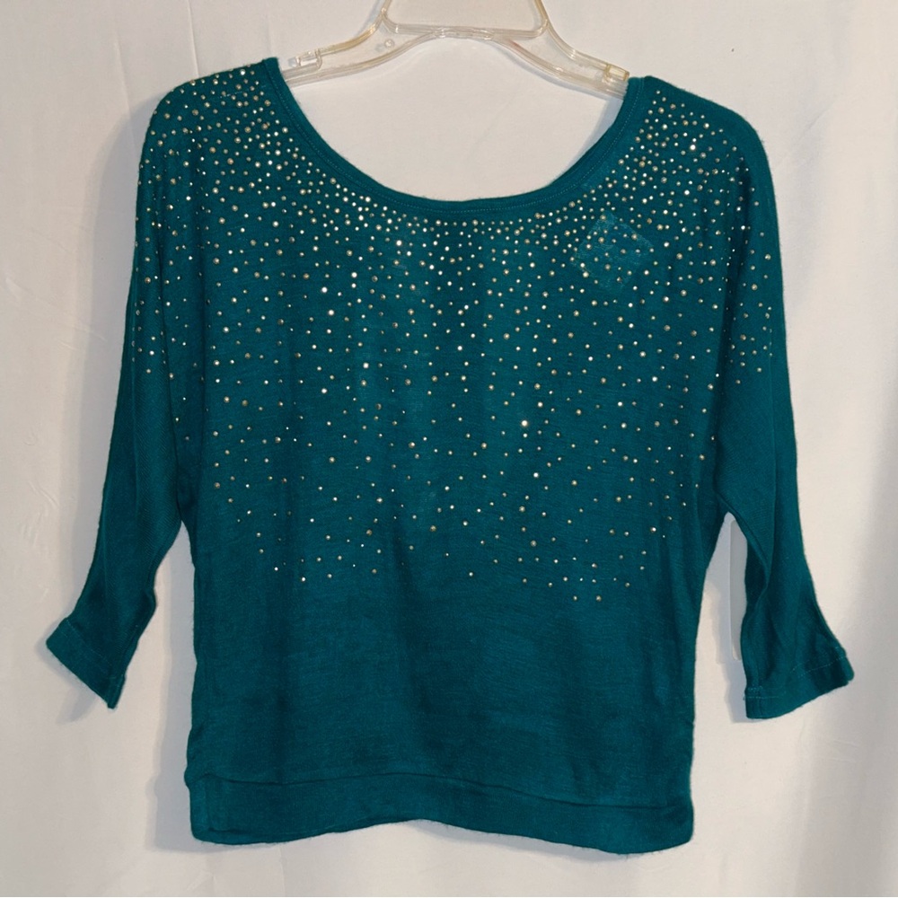NWT Roommates Jade Green Studded Knit Open Back Top Size Medium